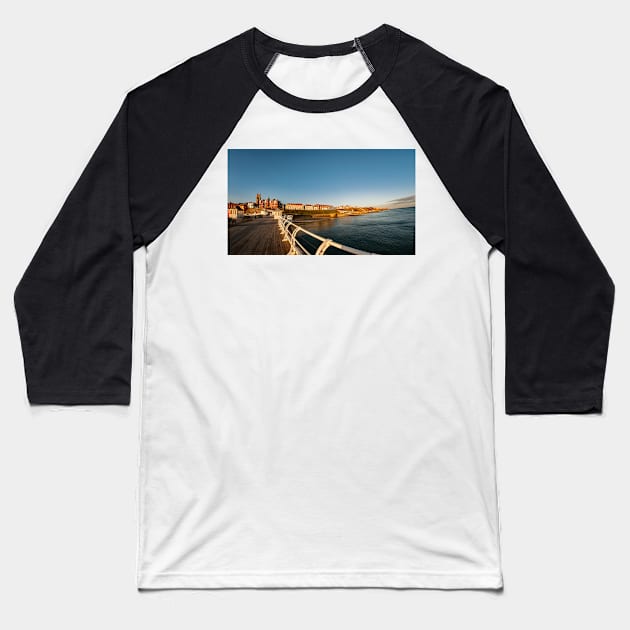 Fish eye view of Cromer at sunrise captured from the pier Baseball T-Shirt by yackers1